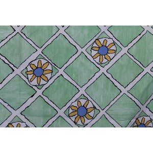 JAB Anstoetz Geometric Floral Green Yellow Blue Fabric Appx 52" x 3 Yds Austria